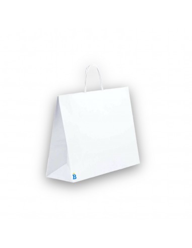 Buste shopper in carta di colore avana con dimensioni cm 44 x 14 x 50 (base + soffietto x altezza)